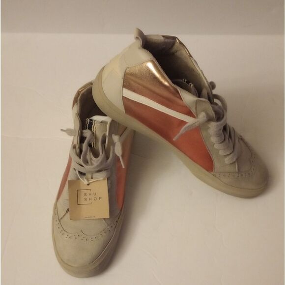🆕👟ShuShop Riley High Top Sneakers, Metallic - Sz 9 - Picture 1 of 8